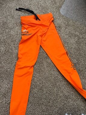 ALO Yoga Kids Bright Orange Leggings with Side Logo